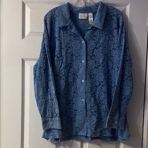 Liz Claiborne Lace-Patterned Gray Blouse
